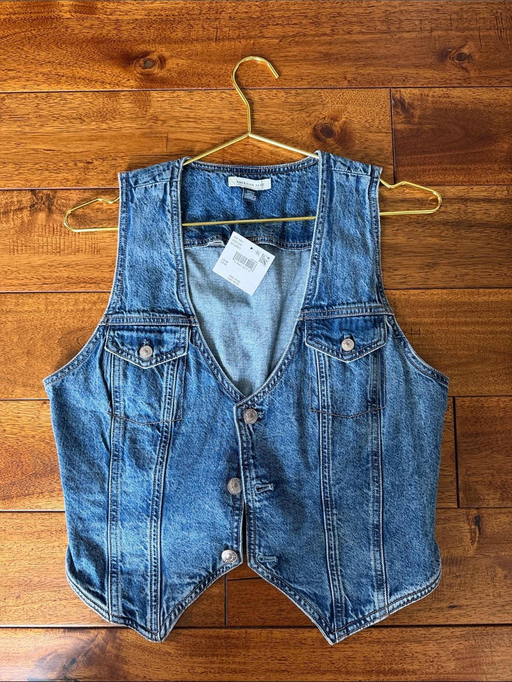American Eagle Outfitters Blue Denim Vest